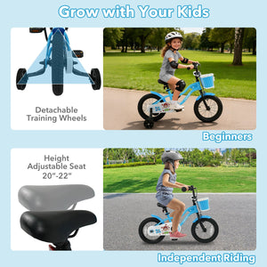 12/14/16 Inch Kids Bike with Training Wheels and Basket Navy Color-14 view 6