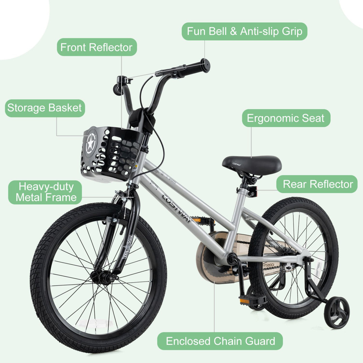 12/14/18 Inch Kids Bike Adjustable with Transparent Chain Cover for 3-8 Years Old-16 inches view 9