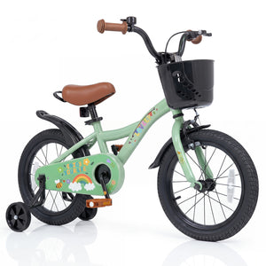 12-18 Inches Girls Bike for 3-8 Years Old with Basket - Spring Party, Green-16“