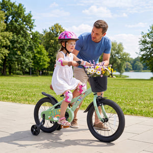 12-18 Inches Girls Bike for 3-8 Years Old with Basket - Spring Party, Green-16“ view 2