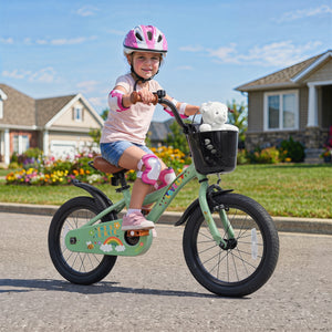12-18 Inches Girls Bike for 3-8 Years Old with Basket - Spring Party, Green-16“ view 3