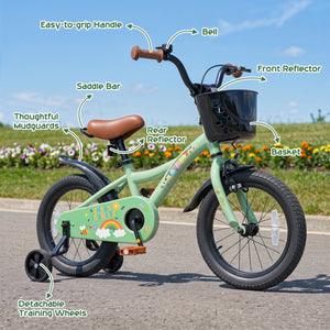 12-18 Inches Girls Bike for 3-8 Years Old with Basket - Spring Party, Green-16“ view 6