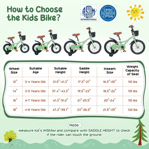 12-18 Inches Green Girls Bike for 3-8 Years Old with Basket - Spring Party-18 inches view 5