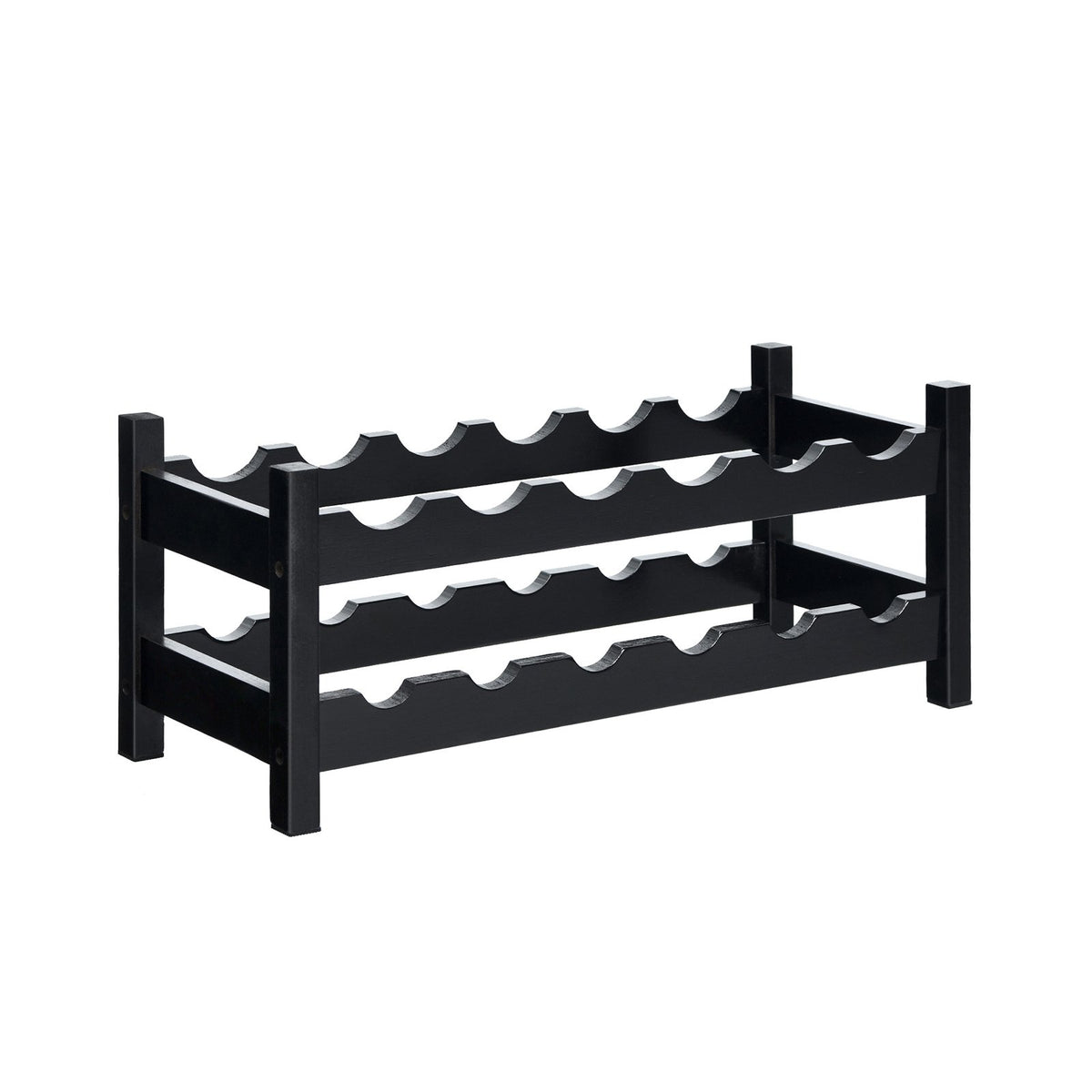 12 Bottles 2-Tier Bamboo Storage Shelf Wine Rack-Brown view 3