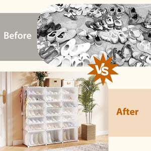 12-Cube 48 Pairs Portable Shoe Shelves with Hook-White view 6