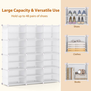 12-Cube 48 Pairs Portable Shoe Shelves with Hook-White view 7