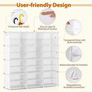 12-Cube 48 Pairs Portable Shoe Shelves with Hook-White view 9