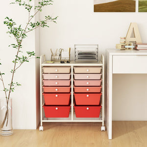 12-Drawer Rolling Storage Cart with Removable Drawers and Lockable Wheels-Pink view 3