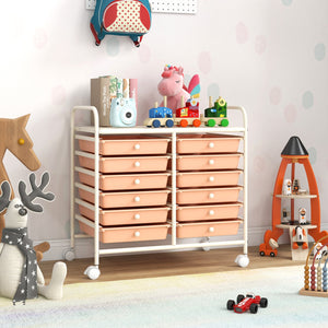 12 Drawers Rolling Storage Cart for Home and Office-Peach view 2