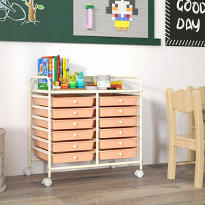 12 Drawers Rolling Storage Cart for Home and Office-Peach view 6