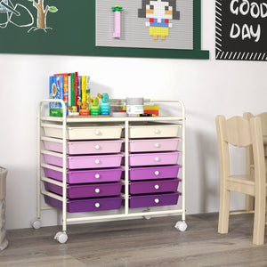 12 Drawers Rolling Storage Cart for Home and Office-Purple view 6
