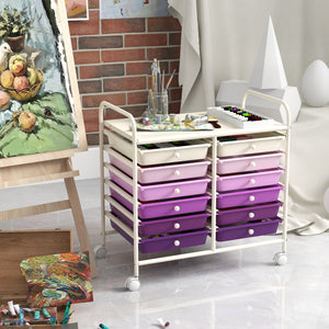 12 Drawers Rolling Storage Cart for Home and Office-Purple view 9