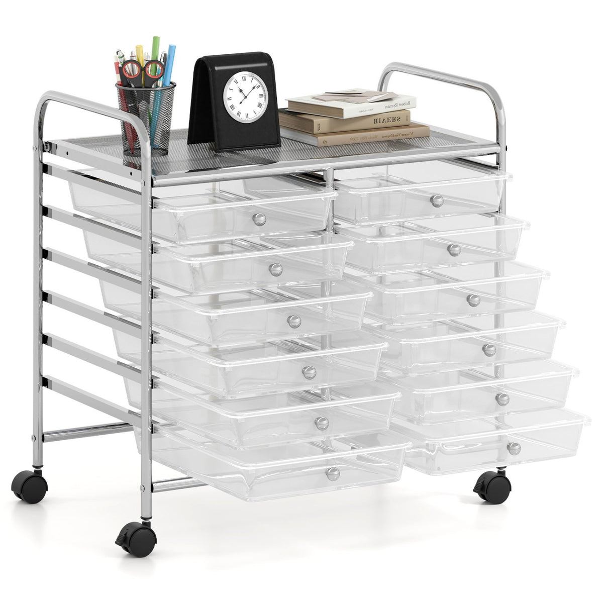 12 Drawers Rolling Storage Cart for Home and Office-Transparent view 4