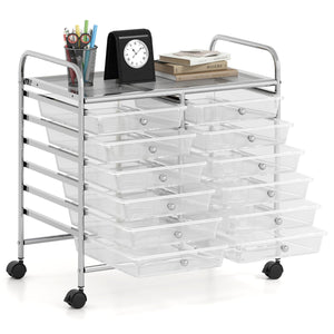 12 Drawers Rolling Storage Cart for Home and Office-Transparent view 4