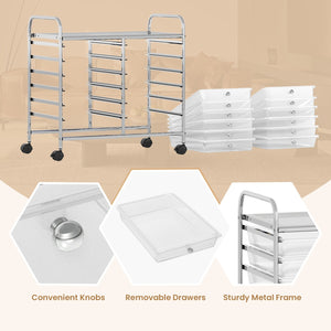 12 Drawers Rolling Storage Cart for Home and Office-Transparent view 8