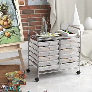 12 Drawers Rolling Storage Cart for Home and Office-Transparent view 9