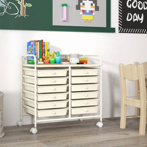 12 Drawers Rolling Storage Cart for Home and Office-White view 9