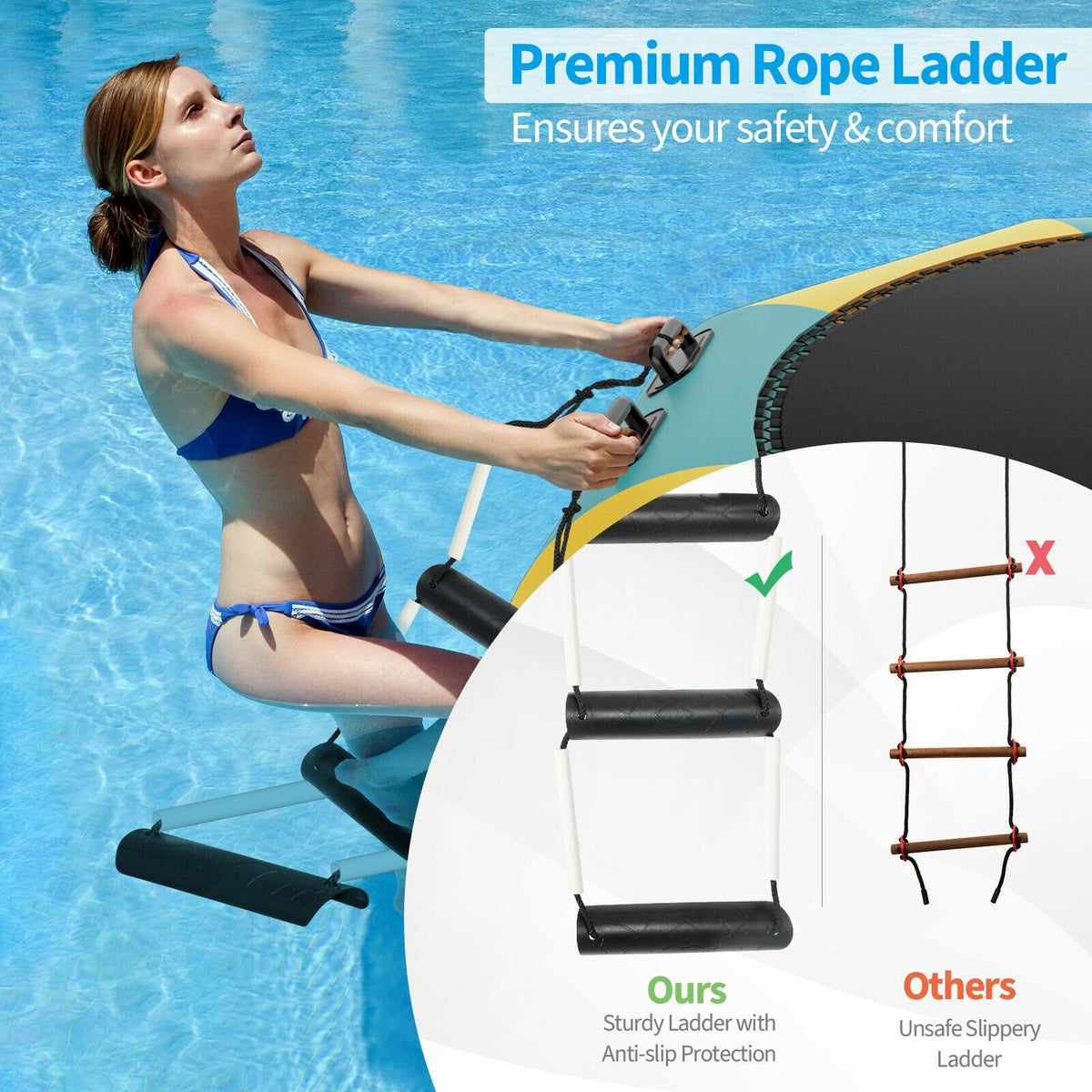 12 Feet Inflatable Splash Padded Water Bouncer Trampoline-Yellow view 7