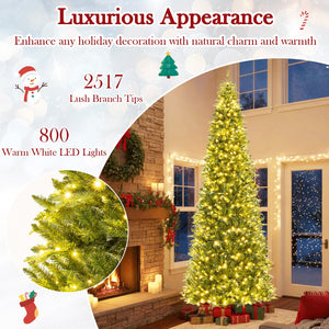 12 Feet Tall Prelit Hinged Artificial Christmas Tree with 2517 PVC PE Branch Tips view 7
