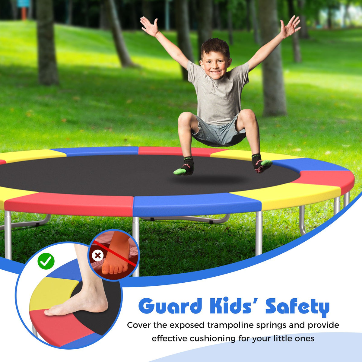 12 Feet Trampoline Pad Replacement Safety Pad with Fixing Straps (Multicolor) view 7