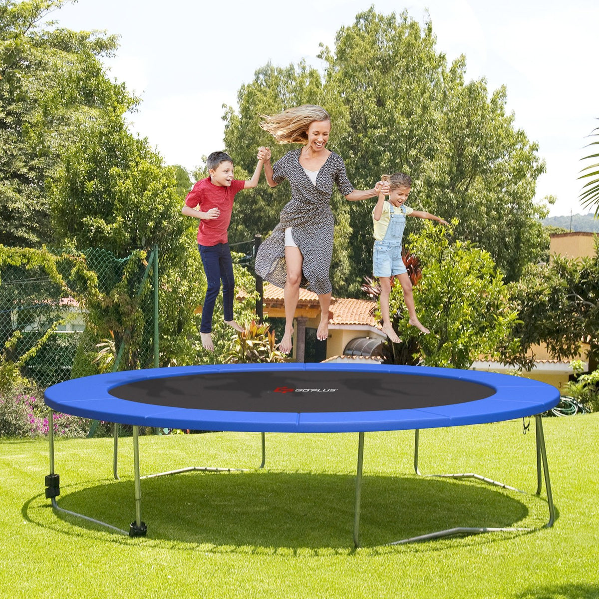 12 Feet Waterproof and Tear-Resistant Universal Trampoline Safety Pad Spring Cover-Blue view 2