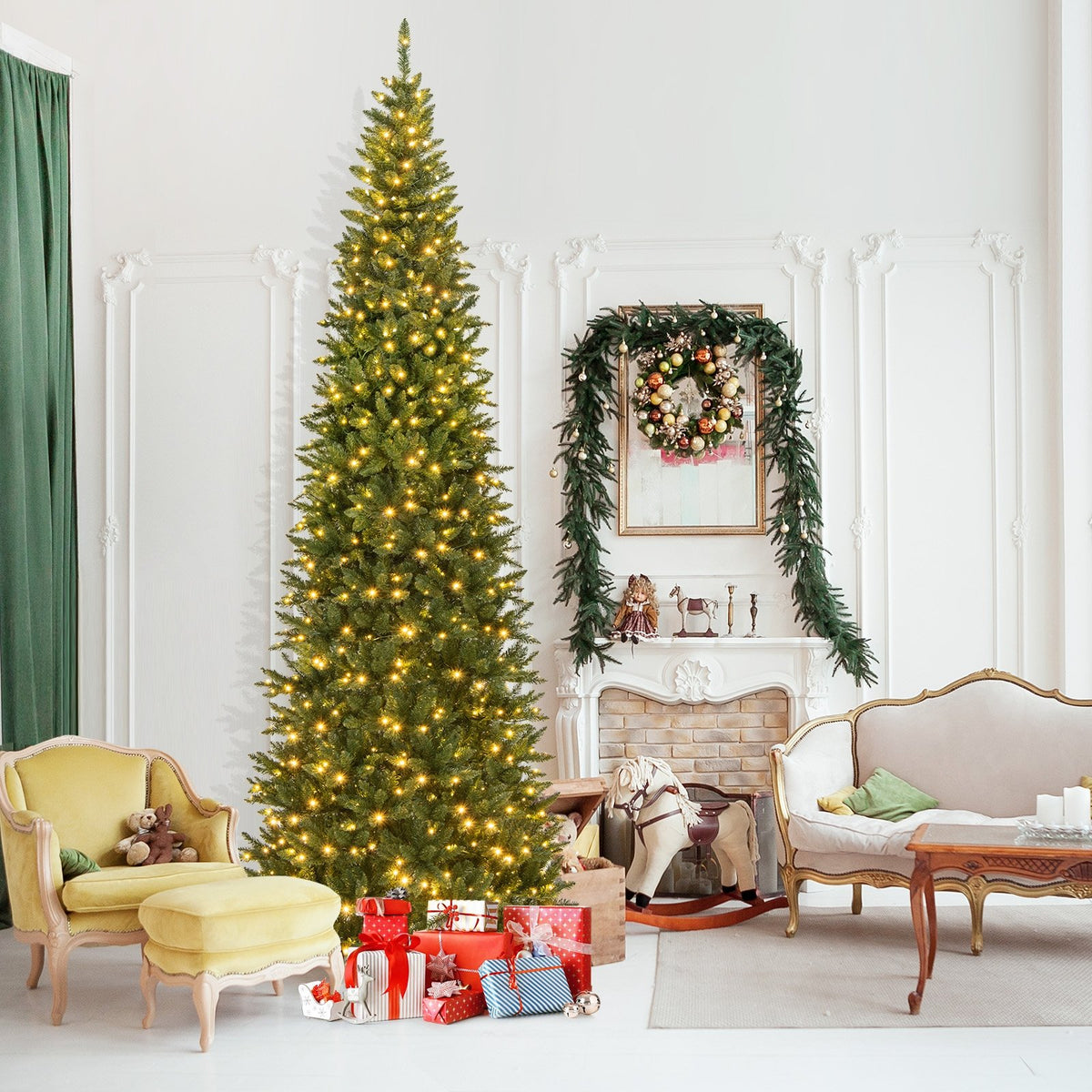 12 FT Artificial Christmas Tree with 800 Warm White LED Lights for Home Party Shopping Mall view 2