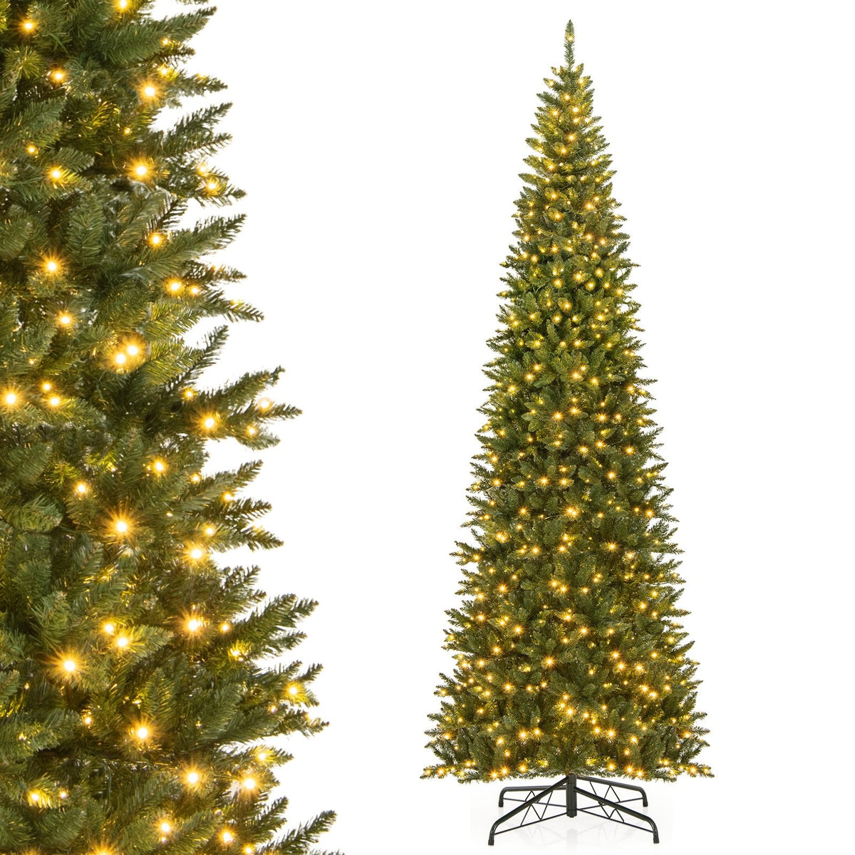 12 FT Artificial Christmas Tree with 800 Warm White LED Lights for Home Party Shopping Mall view 4