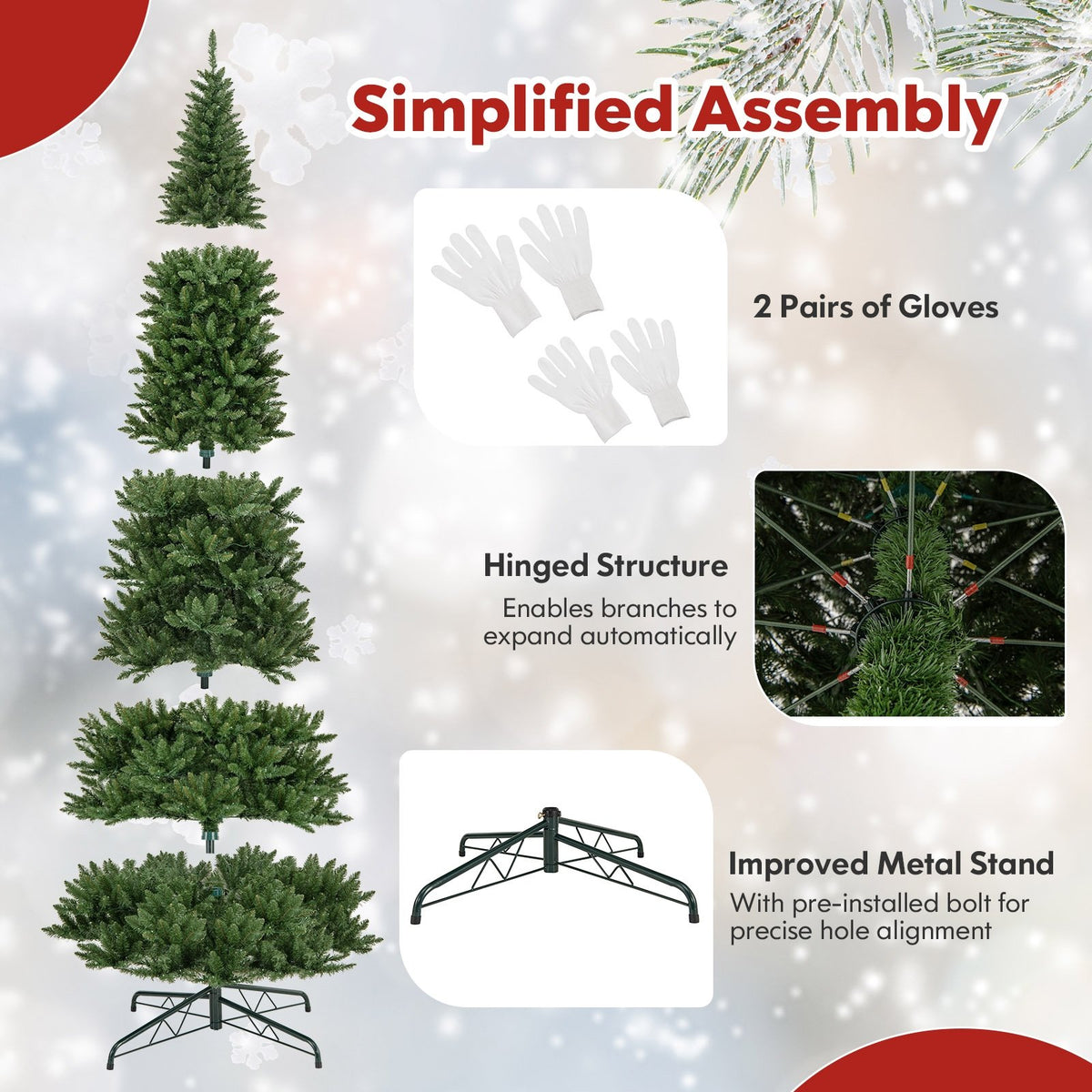 12 FT Artificial Christmas Tree with 800 Warm White LED Lights for Home Party Shopping Mall view 8