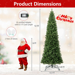 12 FT Tall Prelit Hinged Artificial Christmas Tree with 2536 PVC Branch Tips view 5