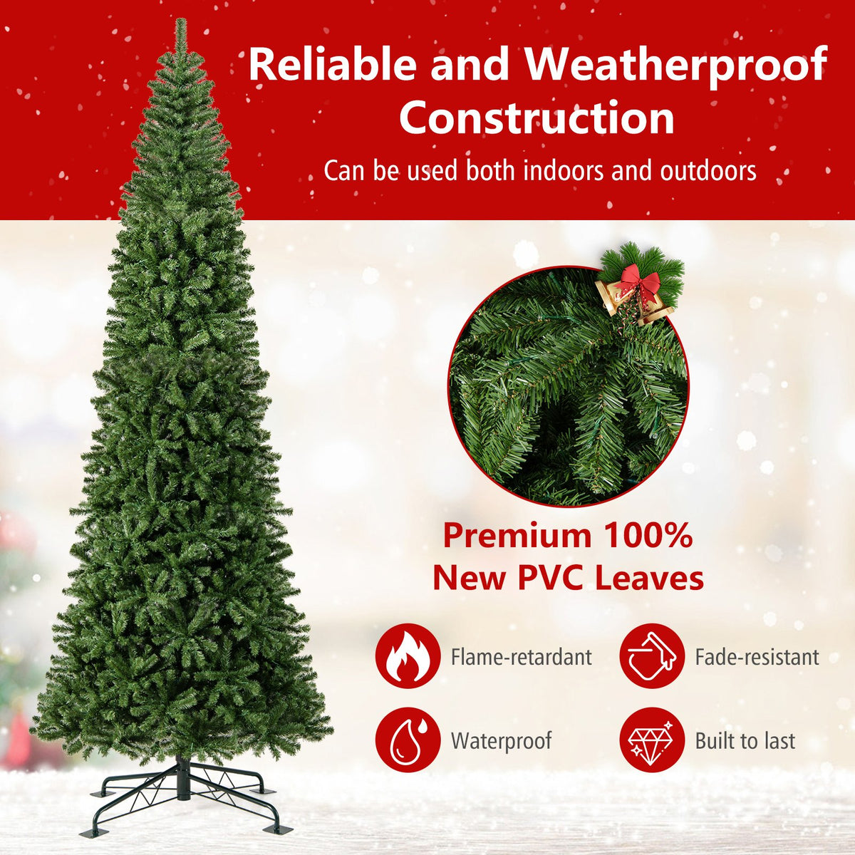 12 FT Tall Prelit Hinged Artificial Christmas Tree with 2536 PVC Branch Tips view 7