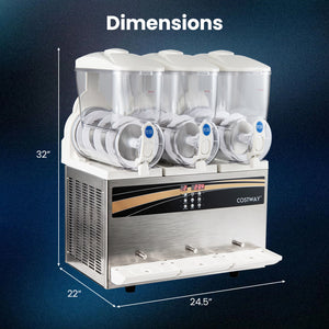 12 Gal Commercial Slushy Dispenser 4 Gal x 3 Triple Tanks Slushie Maker-Silver view 3