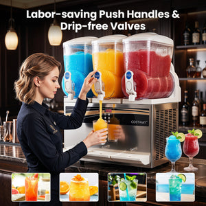 12 Gal Commercial Slushy Dispenser 4 Gal x 3 Triple Tanks Slushie Maker-Silver view 8
