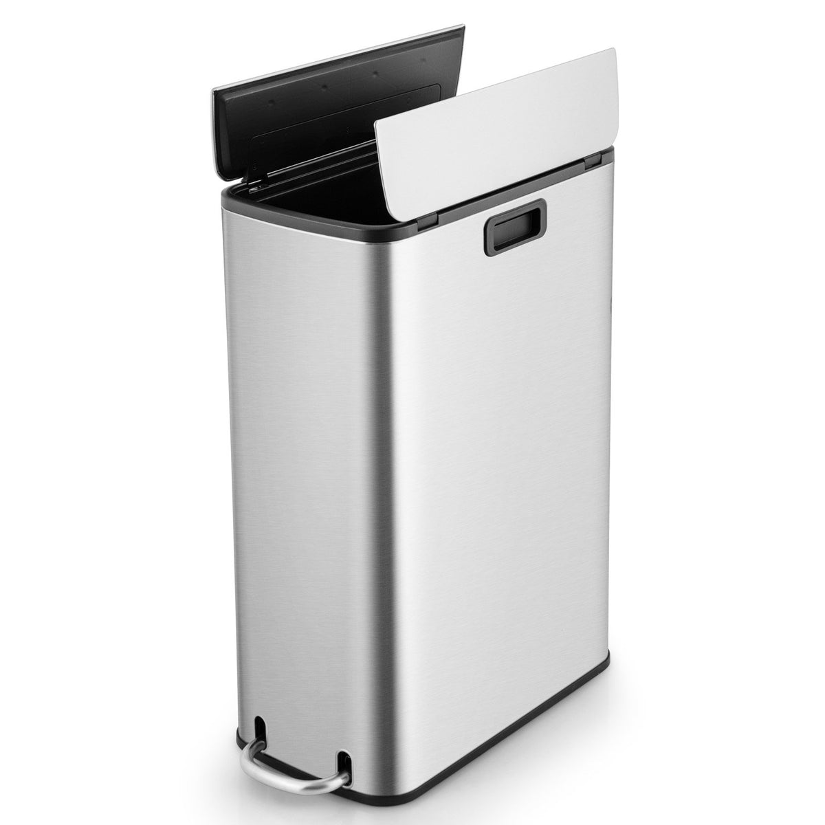 12 Gal Stainless Steel Trash Can with Soft-Closing Wing Lids-Silver view 6