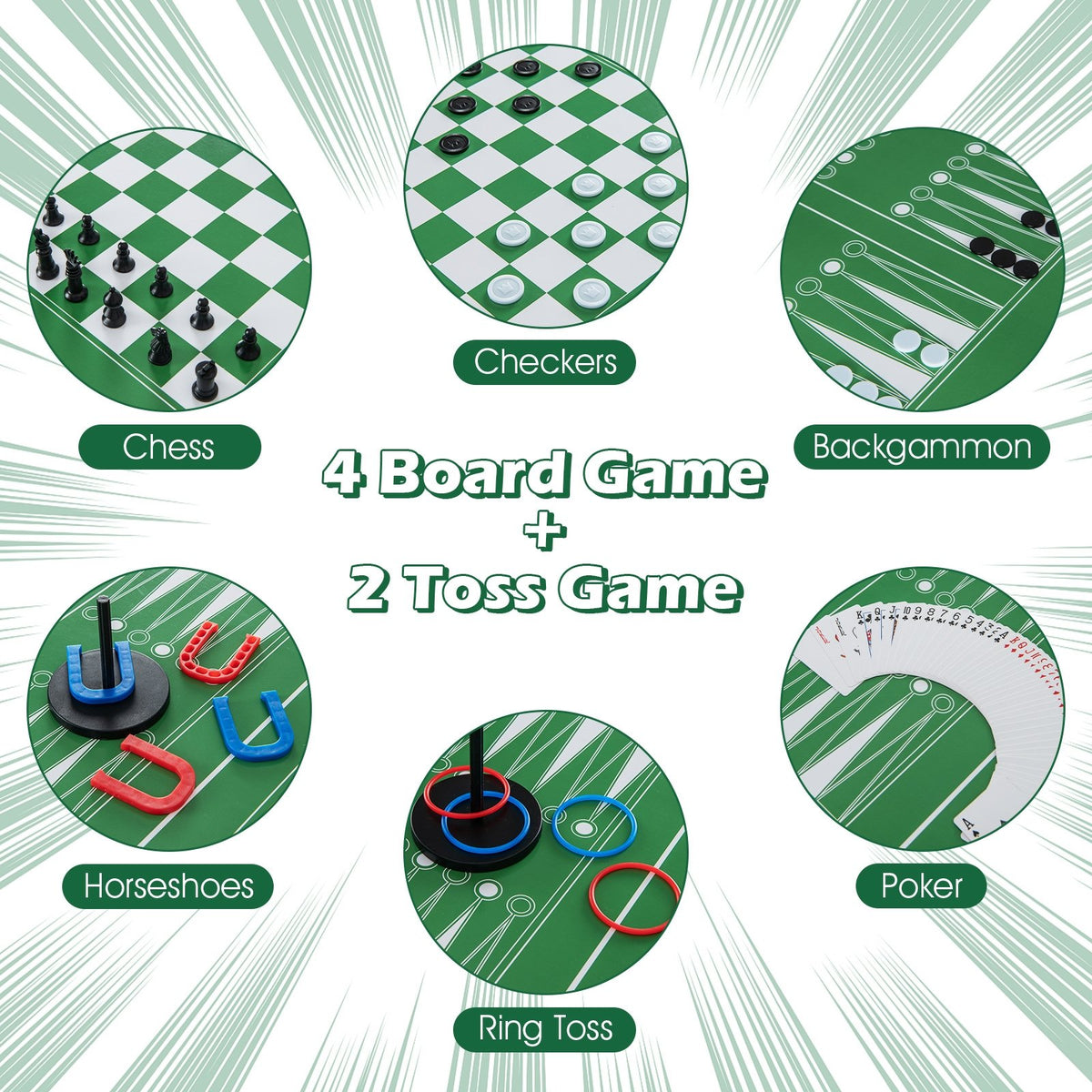 12-in-1 Combo Game Table Set with Foosball Air Hockey Pool Chess and Ping Pong view 7