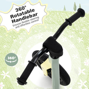 12-Inch Balance Bike with Adjustable Seat and Rotatable Handlebar for Over 36 Months Old-Green view 6