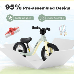 12-Inch Balance Bike with Adjustable Seat and Rotatable Handlebar for Over 36 Months Old-Green view 9