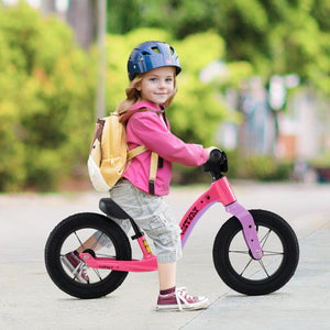 12-Inch Balance Bike with Adjustable Seat and Rotatable Handlebar for Over 36 Months Old-Pink view 2