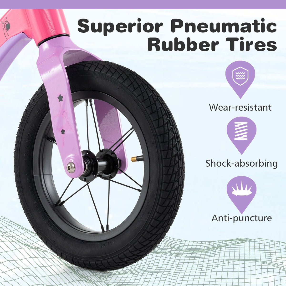 12-Inch Balance Bike with Adjustable Seat and Rotatable Handlebar for Over 36 Months Old-Pink view 5