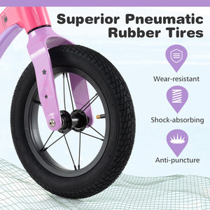 12-Inch Balance Bike with Adjustable Seat and Rotatable Handlebar for Over 36 Months Old-Pink view 5