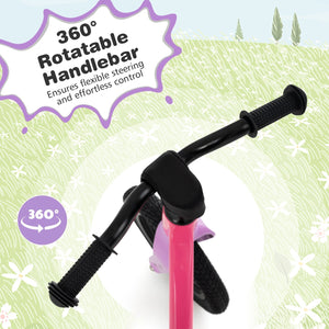 12-Inch Balance Bike with Adjustable Seat and Rotatable Handlebar for Over 36 Months Old-Pink view 6