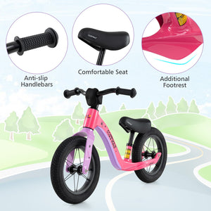 12-Inch Balance Bike with Adjustable Seat and Rotatable Handlebar for Over 36 Months Old-Pink view 9