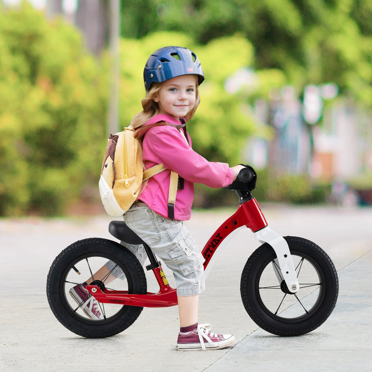 12-Inch Balance Bike with Adjustable Seat and Rotatable Handlebar for Over 36 Months Old-Red view 2