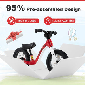 12-Inch Balance Bike with Adjustable Seat and Rotatable Handlebar for Over 36 Months Old-Red view 5