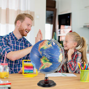 12 Inch Illuminated World Globe Antique Light up Globe Night Lamp-Navy view 3