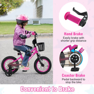 12 Inch Kids Bike Adjustable Bicycle with Front Basket for Children Aged 3-4 Years Old view 6