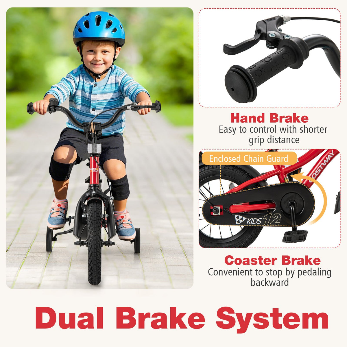 12 Inch Kids Bike Adjustable Bicycle with Reflectors and Bell for 3-4 Years Old view 5