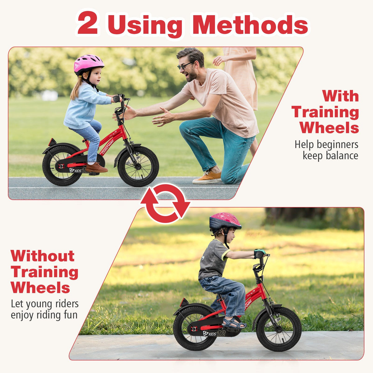 12 Inch Kids Bike Adjustable Bicycle with Reflectors and Bell for 3-4 Years Old view 7