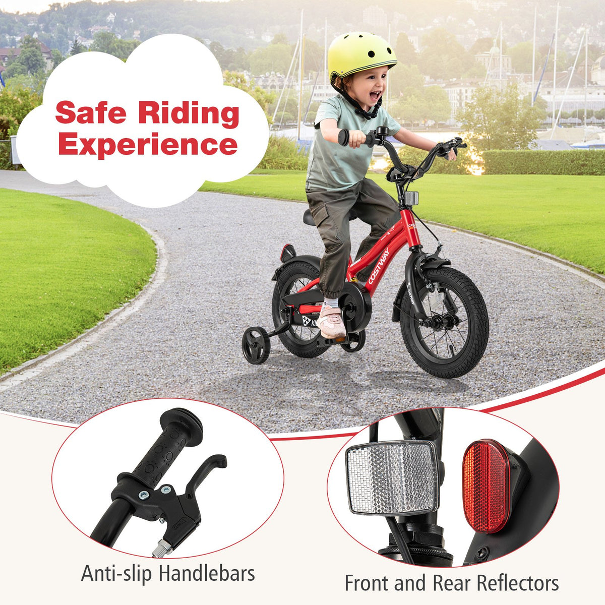 12 Inch Kids Bike Adjustable Bicycle with Reflectors and Bell for 3-4 Years Old view 8