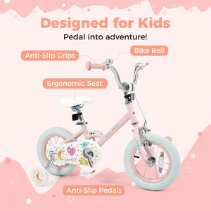 12 Inch Kids Bike Adjustable for 3-8 Years Old Children Pink - Stars & Moon view 5