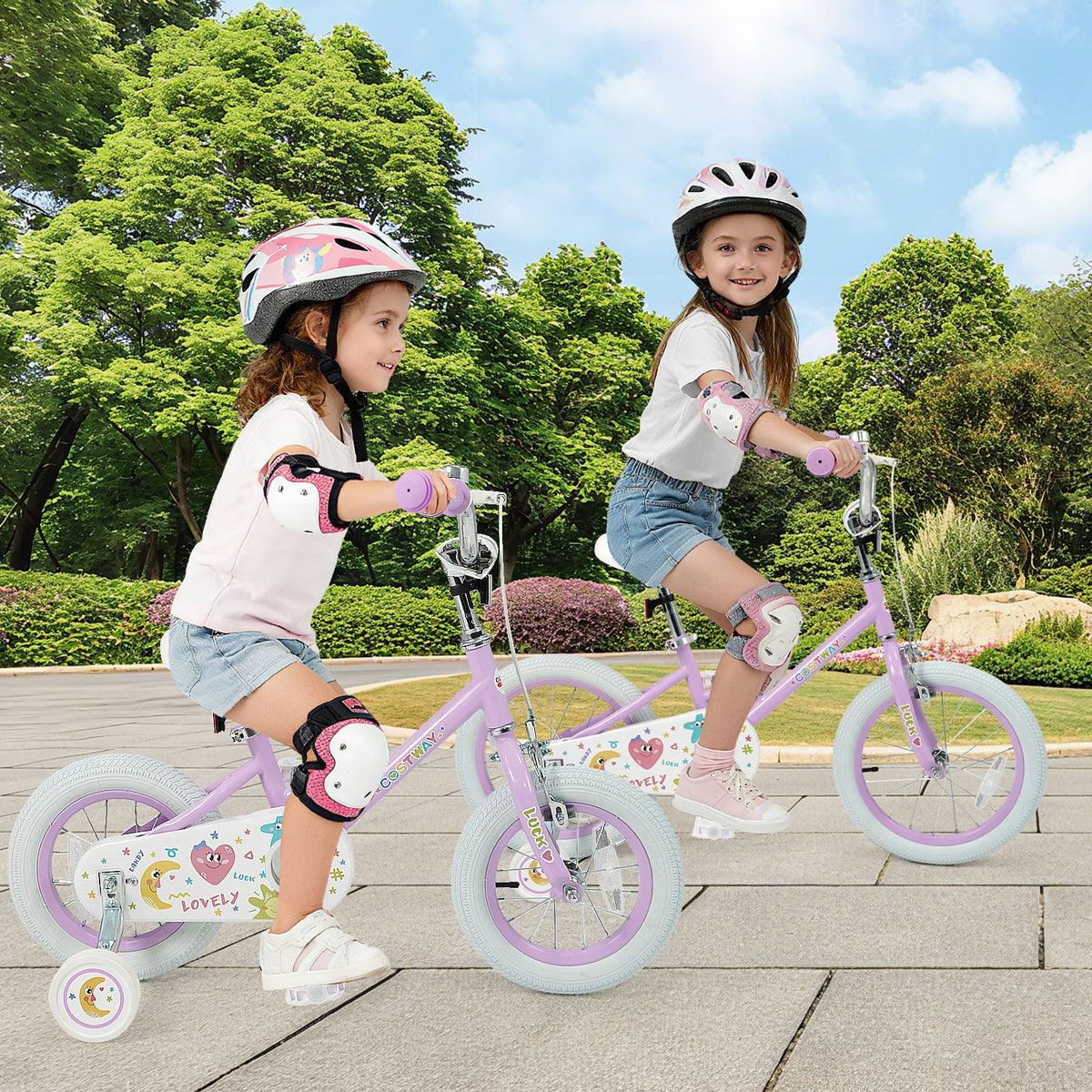 12 Inch Kids Bike Adjustable for 3-8 Years Old Children Purple - Stars & Moon view 2